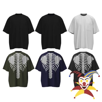 Лоскутная футболка с принтом черепа KAPITAL Для мужчин и женщин 1:1, высококачественная винтажная футболка, топы, тройник