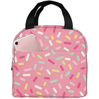 Переносная сумка для ланча с розовой глазурью для пончиков для женщин и мужчин, Розовая изолированная сумка-холодильник, Многоразовая коробка для ланча для путешествий, пикника, работы