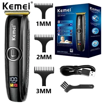 Kemei KM-5072 Мужская Светодиодная Регулируемая Мощная Машинка для стрижки волос Мощностью 5 Вт Электрический Триммер для волос Профессиональный Шнур Беспроводная Машинка для стрижки волос