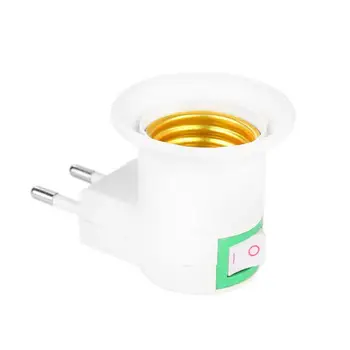 1ШТ 0.4A 110-220 В Белый светодиодный светильник E27 с разъемом питания ЕС, адаптер-преобразователь ВКЛ/выкл для лампы накаливания