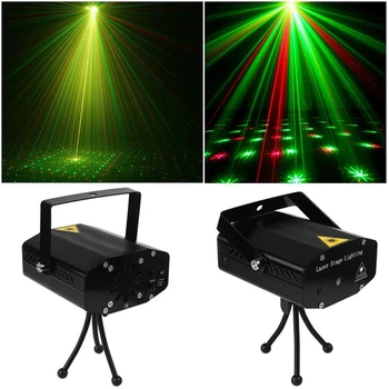 2 шт. DJ Диско-проектор, сценический лазерный светильник, вечерние, зеленый, красный, Голосовое управление