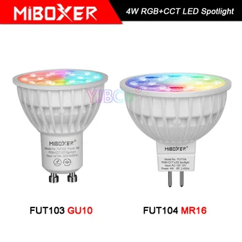 10 шт. Miboxer FUT103 FUT104 GU10 MR16 4 Вт RGB + CCT светодиодный Прожектор 12 В 110 В 220 В Лампа для помещений 2,4 Г RF Пульт дистанционного Управления/Приложение Управление