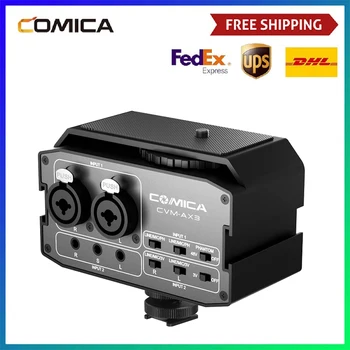 Comica CVM-AX3 XLR Аудио Микшер Адаптер Предусилитель Двойной Порт XLR/3,5 мм/6,35 мм Микшер для Цифровых зеркальных камер Canon Nikon