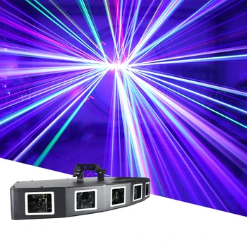 6 Головок Полноцветного Лазерного луча Sacning DMX512 Сценические Узоры Луч RGB Лазерный Проектор DJ Диско Музыка Вечерние Эффект Шоу Par Light