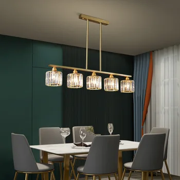 Новая светодиодная люстра из медного хрусталя для гостиной, спальни, столовой, кухни, Подвесной светильник, Современный золотой дизайн, Подвесной светильник E27