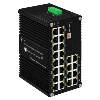 Промышленный коммутатор L2 + с 24 портами Управляемого Гигабитного (PoE) Ethernet на Din-рейке для управления веб-кольцевой сетью