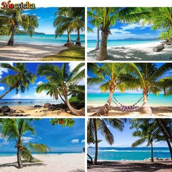 Тропический летний фон для фотосъемки на пляже с пальмами, Природный пейзаж, Гавайская вечеринка, Свадебный портрет на заднем плане, фотосессия
