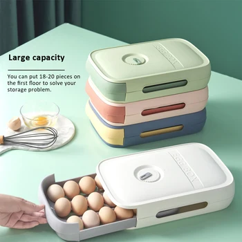1 шт. выдвижной ящик для хранения яиц Большой емкости Держатель для яиц для холодильника Бытовой Органайзер для хранения свежих яиц