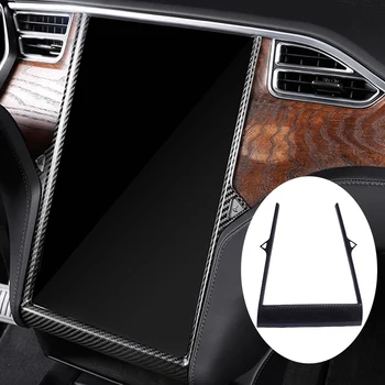 Для Tesla Model X 2014-2020 Из настоящего углеродного волокна GPS Рамка Накладка Центральная консоль Навигационная панель