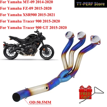 Слипоны Для Yamaha MT-09 FZ-09 FJ09 MT09 TRACER 900 GT 2015-2021 Мотоциклетные Системы выпуска Выхлопных Газов Модифицируют Переднюю Соединительную Трубу 51 мм