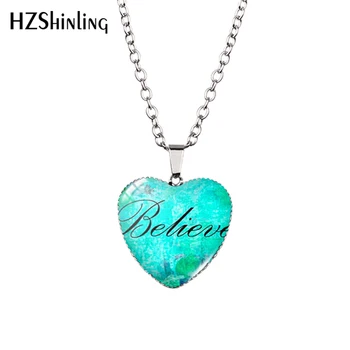 Новое Ожерелье с сердцем Faith Believe Hope, Подвеска Word Believe, Религиозные христианские ювелирные изделия, Женское ожерелье в форме сердца HZ3