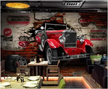изготовленная на заказ фреска 3d фотообои для стен в рулонах Ретро винтажный автомобиль сломанная стена ресторан домашний декор обои на стену