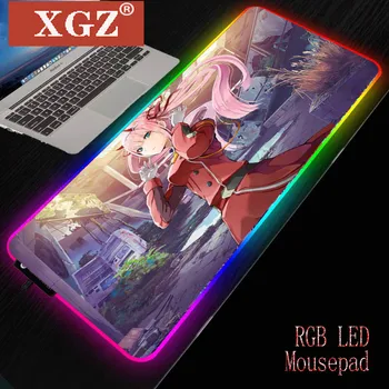 XGZ аниме девушка игра RGB большой коврик для мыши консоль XXL, нескользящая клавиатура со светодиодной подсветкой настольный коврик резиновый продвижение 40X90