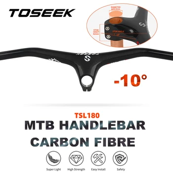 TOSEEK TSL180 Mtb Карбоновый руль и шток-10 градусов Интегрированного углеродного волокна, Ширина велосипедного руля 780 мм-70/80/90/100/110 мм