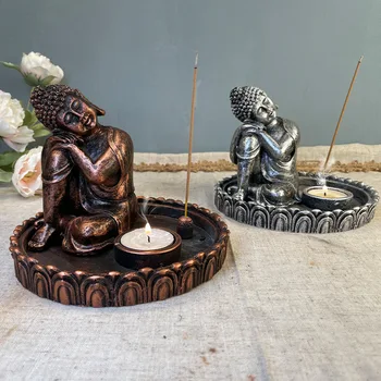 Винтажная Азиатская Статуя Спящего Будды, Курильница для Благовоний, Украшение стола из синтетической смолы, Сиденье для Благовоний, Средство для очистки окружающей среды