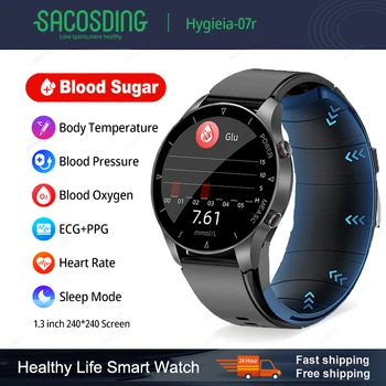 Новый Медицинский Надувной ремешок для измерения уровня сахара в крови, точно измеряющий частоту сердечных сокращений, артериальное давление, Умные часы, Мужские Водонепроницаемые Спортивные Умные часы