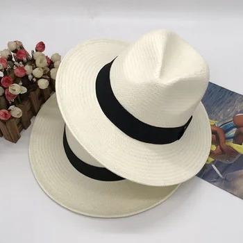 202102-fcm-10 новая летняя молочно-белая однотонная фетровая шляпа ручной работы из бумажной травы для отдыха, кепка для мужчин и женщин, панама для отдыха, джазовая шляпа