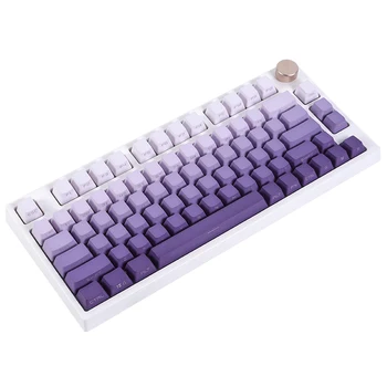 Фиолетовые градиентные колпачки для ключей для механической клавиатуры PBT Double Shot OEM Профиль с подсветкой, Прозрачная сторона, принт сверху GK61 87 104
