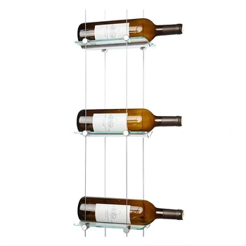 Декор для настенного монтажа, подвесной держатель для винных бутылок, плавающий кабель, винные стеллажи с подставками из прозрачного стекла