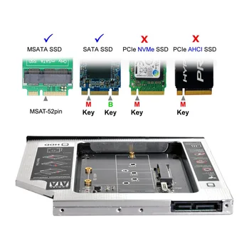 Zihan MSATA NGFF B/M-key SSD на Slimline SATA 13Pin Caddy Чехол для 9,5 мм Универсального ноутбука с Оптическим отсеком CD/DVD-ROM