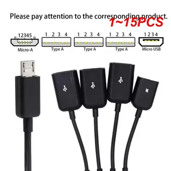 1 ~ 15ШТ 4-портовый концентратор Micro USB 2.0 4-В-1 OTG-концентратор, кабель-адаптер питания для телефона Android, планшетного ПК