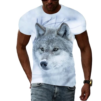2023 o-образным вырезом футболка мужская животного 3D печати Волк прохладный мужская с коротким рукавом личность хип-хоп топы