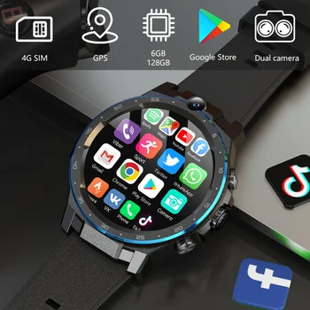 2023 Новая Версия KOM33 4G SIM Smartwatch Смарт-часы Для Мужчин с Двумя Ядрами и двойным режимом 6 ГБ 128 ГБ Восьмиядерный Android 10 Камера GPS