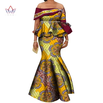 Африканская одежда из Бинтаревого воска для Женщин, Весенняя юбка Bazin Riche и Топ с жемчугом, Комплекты одежды из 2 предметов по индивидуальному заказу WY9600