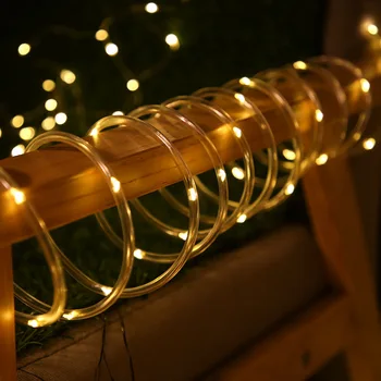 Светодиодные солнечные кожаные трубки струнные ПВХ радужные трубки Рождественские праздничные садовые наружные декоративные светильники медные проволочные светильники