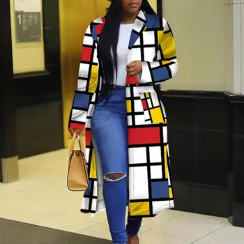 Африканская Одежда для женщин 2021, Весеннее Африканское Женское Платье с Длинным рукавом и Принтом Плюс Размер, Длинное Платье-рубашка S-5XL