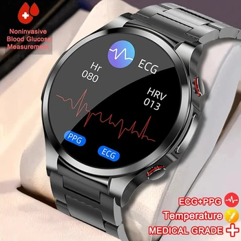 2023 Новые Неинвазивные Смарт-часы для измерения уровня сахара в крови, ЭКГ + PPG, для Мужчин, Сердечного ритма, кислорода в крови, Для Здоровья, Умные Часы Для Женщин, Водонепроницаемые Спортивные часы