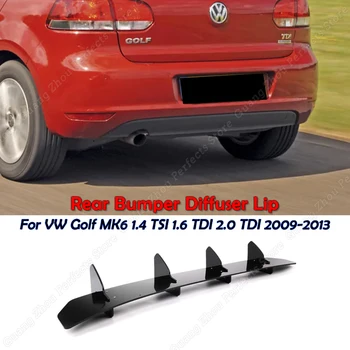 Для VW Golf MK6 1.4 TSI 1.6 TDI 2.0 TDI Диффузор Заднего Бампера Для Губ Задний Сплиттер Спойлер Глянцевый Черный ABS Автомобильные Аксессуары 2009-2013