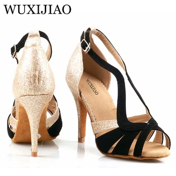 WUXIJIAO/ лидер продаж, женские туфли для латиноамериканских танцев с принтом, танцевальные туфли национального стандарта, танцевальные туфли для вечеринок, мягкая подошва 9 см
