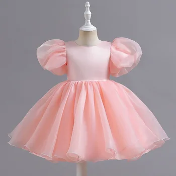 детское элегантное розовое Милое платье с цветочным узором для девочек на день рождения, Короткое вечернее Платье, черное, Красное Роскошное Праздничное Платье Длиной до колена, детские платья