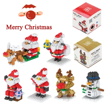 Рождественская серия строительных блоков, игрушки, СДЕЛАЙ сам, Санта-Клаус, Лось, Снеговик, модель мини-сборки, кирпичи, детские развивающие игрушки, подарки