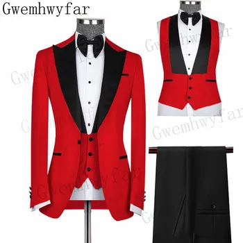 Gwenhwyfar 2022, Новый Стиль, Куртка и брюки, Дизайнерский Мужской Смокинг в Западном стиле, приталенный Свадебный Смокинг для жениха, 3 предмета (пальто + брюки + жилет)