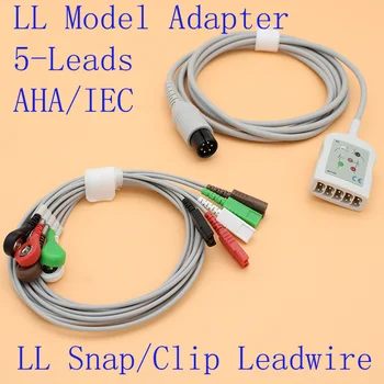 Магистральный кабель ЭКГ от 6P до LL-хомута с 5 выводами и подводящий провод для ИМК//Mindray/Sapcelabs/Edan/Goldway/GE/Nellcor/CSI/HP/Biolight.