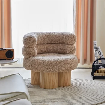 Современный ретро-диван-кресло для одного человека с сахарной ватой, кресло для отдыха в гостиной, кресло для отдыха из массива ягненка, дизайнерское бархатное кресло для отдыха