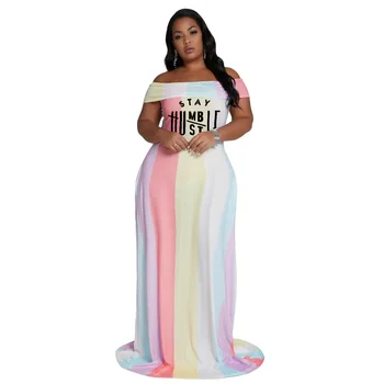 Длинное Африканское платье Макси, женские халаты с вырезом лодочкой и открытыми плечами, Летние Новые Сексуальные африканские платья с буквенным принтом, Vestidos