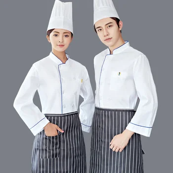 Рабочая одежда шеф-повара кейтеринга с длинными рукавами, осенне-зимняя одежда для ресторана и кафетерия, рабочая одежда для задней кухни, мужская