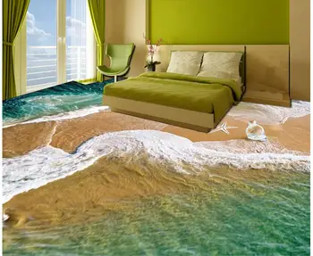 Пользовательские фото 3d ПВХ полы водонепроницаемые наклейки для спальни Ракушки на пляже живопись 3d настенные росписи обои для стен 3d