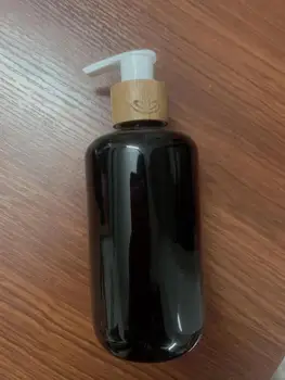 50шт 300 мл Черные косметические ПЭТ-бутылки, пустой контейнер для насоса для шампуня и лосьона, пластиковая косметическая упаковка с дозатором, гель для душа