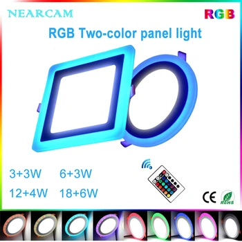 Светодиодная встраиваемая двухцветная панель NEARCAM, встроенный трехцветный светильник с регулируемой яркостью, квадратная RGB-ультратонкая панель, светильник для прохода