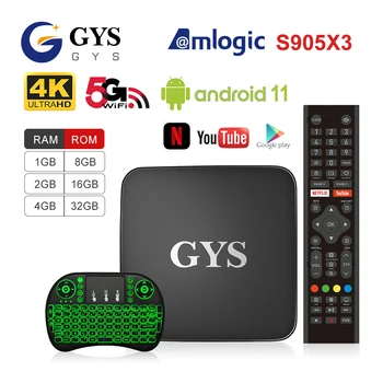 Оригинальный Smart TV Box Android 9,0 4K 100M 1080P GYS X3 Amlogic S905X3 2,4G/5G Двойной WiFi 1080P BT 4K Телеприставка Медиаплеер