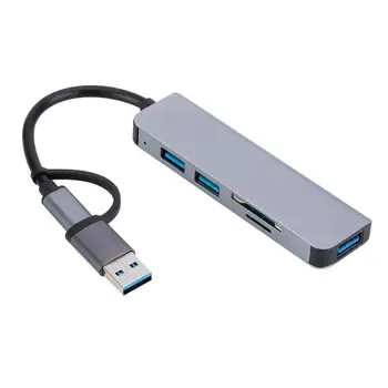 5 Портов 2-В-1 USB 3.0 Концентратор USB-концентратор Type-C Адаптер USB3.0 + USB2.0 + SDs + TF Многопортовый USB-разветвитель-расширитель для ПК