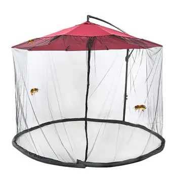 Регулируемая Сетка от насекомых из полиэстера, сетка для зонтика для патио, легкая круглая подвесная сетка для зонтика с двойной дверью на молнии