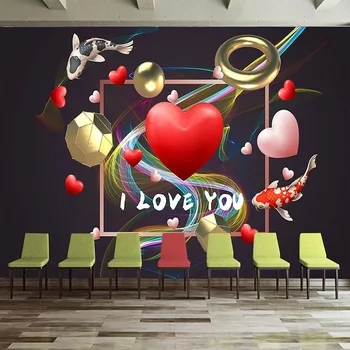 Изготовленная на Заказ 3D Фотообоя Европейская Мода Простая Любовь В форме Сердца Романтический Свадебный Зал Фон Настенные Обои Домашний Декор Tapiz