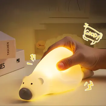 Беспроводной USB СВЕТОДИОДНЫЙ Силиконовый Мишка Ночник Настольная лампа Прикроватное освещение в спальне Детский подарок На День Рождения Светильник для снятия давления