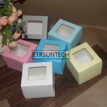 коробка для слоеного торта карамельного цвета 100шт с прозрачным окошком, Западноевропейская коробка для выпечки кондитерских изделий Упаковочная коробка