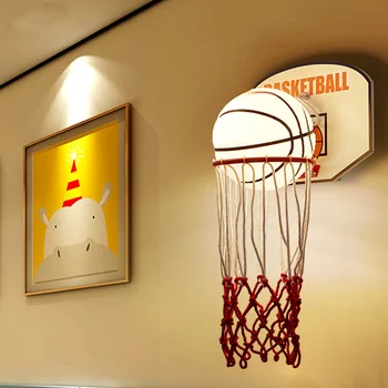 Баскетбольный настенный светильник для детской комнаты, спальня для мальчика, креативный мультяшный современный светильник, светодиодный прикроватный светильник, баскетбольный настенный светильник для учебы